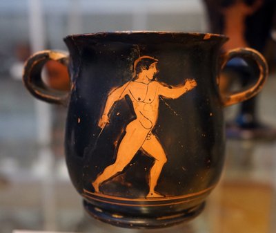 古代ギリシャの黒地に赤のアスリート・マグカップ 作： Greek School