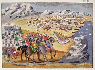ギリシャ独立戦争の絵画史からの1821年のランガダとコンポティの戦い 作： Greek School