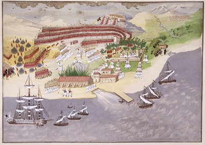 ナウプリアの戦い、マクリヤンニス将軍によるギリシャ独立戦争の絵画史のプレート14 作： Greek School