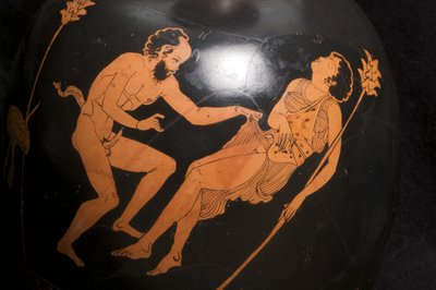 赤い人形のスクワット・レキトス（テラコッタ）のディテール（325673も参照） 作： Greek School