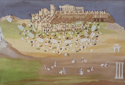1826年のアテネの最初の戦い、ギリシャ独立戦争の絵画史から 作： Greek School