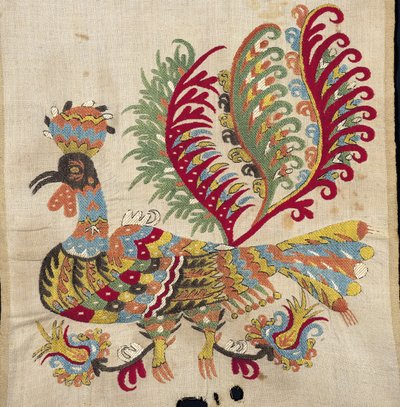 スポラデス諸島スキロス島のシーツ片端（リネンの絹糸刺繍）（271905の詳細） 作： Greek School