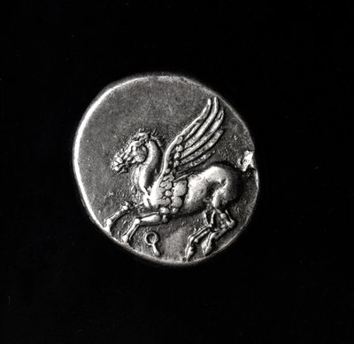 ペガサスを描いたコインの裏側、コリントス、紀元前700〜300年（金属） 作： Greek School