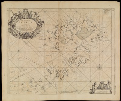 スキリー諸島の海図、1693年頃（版画） 作： Greenvile Collins