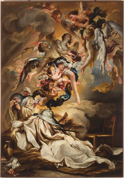 聖スコラスティカの死、c。 1700 作： Gregorio De Ferrari