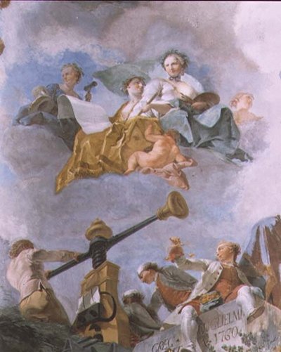 寓話的な人物、グレートギャラリーの天井の詳細、1759-62 作： Gregorio Guglielmi