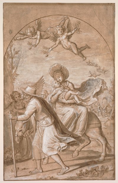 エジプトへの逃避、c。 1590。 作： Gregorio Pagani