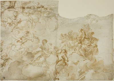 雲の中のプッティと女性像 作： Gregorio de