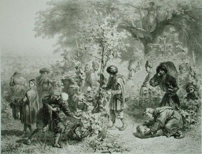 アルフレッド・レオン・ルメルシエがパリで出版したEugene Le Roux (1807-63)が彫ったコーカサスに関する本のプレート30「グルジア、カヘティのブドウ収穫 作： Grigori Grigorevich (after) Gagarin
