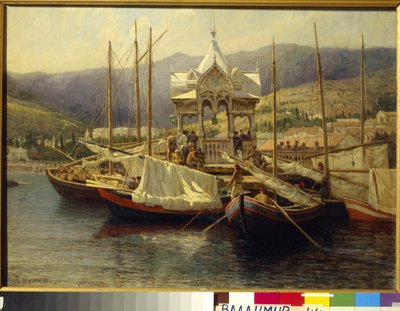 Le Port de Yalta (ウクライナ) - Painture de Grigori (Grigory, Grigory) Grigorievich Myasoedov (Myasoedov) (1834-1911), huile sur toile 作： Grigoriy Myasoyedov
