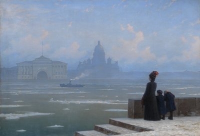 1890年代、サンクトペテルブルクのネヴァ川に漂う氷 作： Grigory Odisseyevich Kalmykov