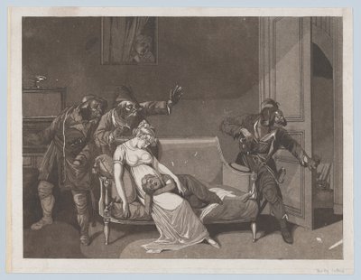 泥棒の最初のシーン、ca。 1805年。 作： Gror