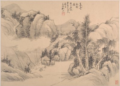 夕暮れ時の雲と春の木、1888 年。 作： Gu Yun