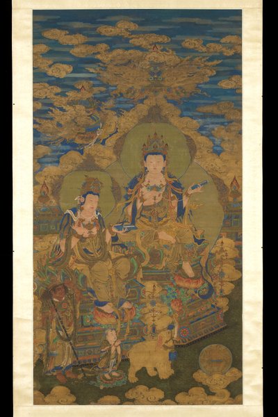 菩薩観音菩薩の2つのバージョン、c.1750（シルクのインクと色） 作： Guanpeng (after) Ding