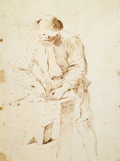 コイン採掘人、ジョヴァンニ・フランチェスコ・バルビエリ（通称グエルチーノ）作（1591-1666）、イタリア、デッサン 作： Guercino