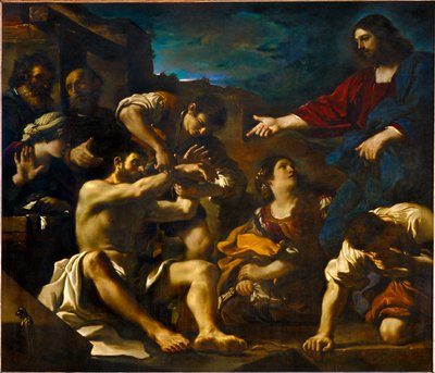 La resurrection de Lazare-ラザロの復活... 作： グエルチーノ (1591-1666)