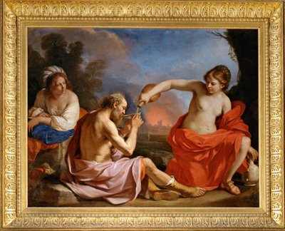 Loth et ses filles - ロートとその娘たち ... 作： Guercino (1591-1666)