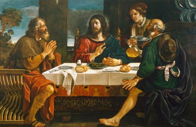 エマオでの晩餐」ジョヴァンニ・フランチェスコ・バルビエリ（グェルチーノ）（1591-1666）、油彩・キャンバス 作： Guercino