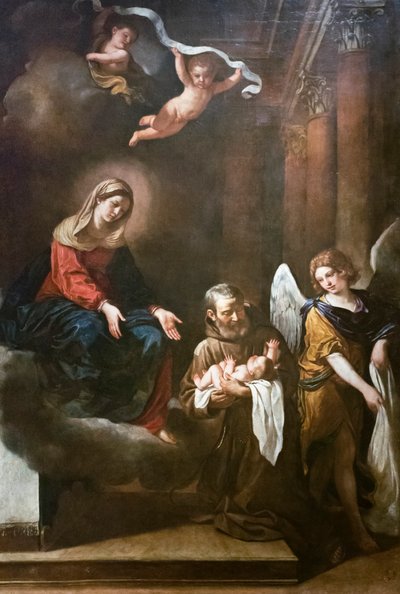 Madonna Felice da Cantalicen, Jeesus-lapsen ja enkelin, Guercinon kanssa 作： Guercino (1591 1666)