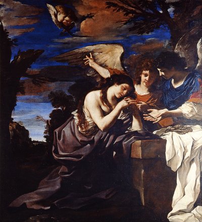 懺悔するマグダラのマリアと二人の天使 作： Guercino (1591 1666)