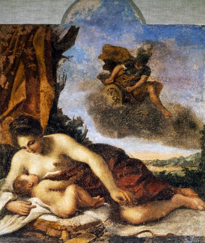 愛を育むヴィーナス」（ジョヴァンニ・フランチェスコ・バルビエリ、通称イル・グエルチーノ（1591-1666）の作品。 作： Guercino