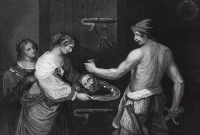 洗礼者ヨハネの首がチャージャーで運ばれてきた（マタイによる福音書14章6節 作： Guercino (1591 1666) (after)