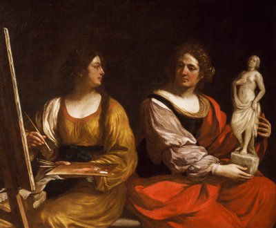 絵画と彫刻のアレゴリー」（ジョバンニ・フランチェスコ・バルビエリ、通称グェルチーノ作 作： Guercino