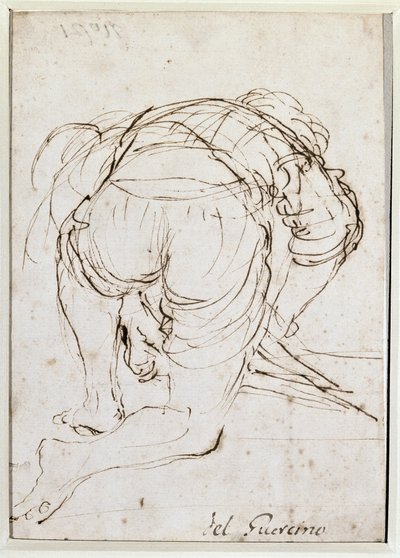 ひざまずく人 - 鉛筆画 作： Guercino