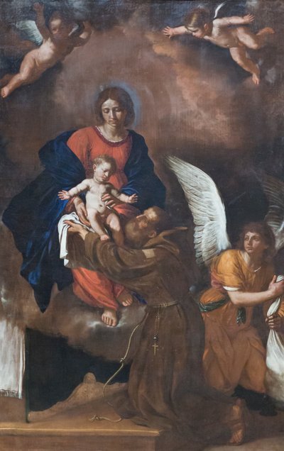 聖母、福者フェリーチェ・ダ・カンタリーチェに幼子を贈る 作： Guercino (1591 1666)