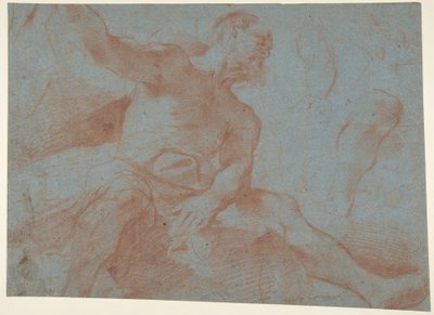 右腕を上げた着席老人（ティトヌス）（レクト） 作： Guercino