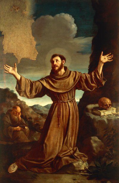 聖痕を受けるアシジの聖フランシスコ（油彩・キャンバス 作： Guercino