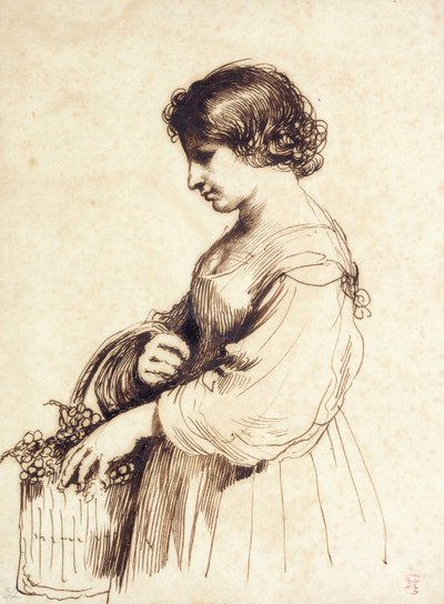 フルーツバスケットを持った若い女性 作： Guercino