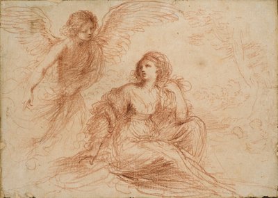 ハガルとイシュマエルに現れる天使、c1653 作： Guercino