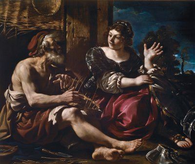 エルミニアと羊飼い、1619年頃。 作： Guercino