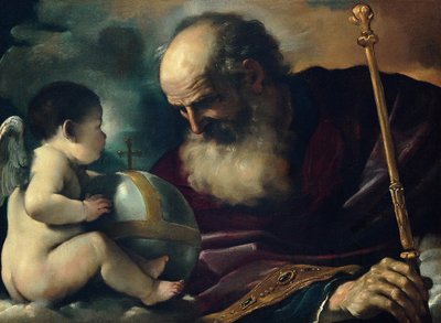 父と天使の神、1620 作： Guercino