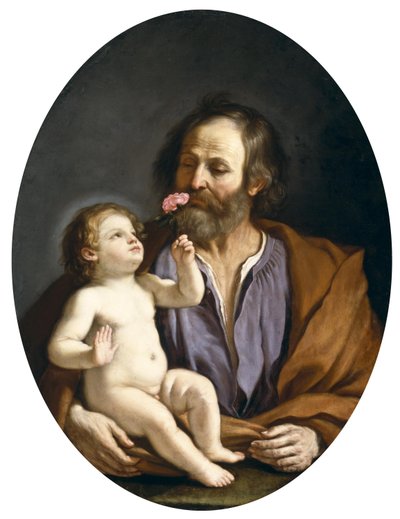 グエルチーノ - キリストの子と聖ヨセフ 1637年頃 作： グエルチーノ