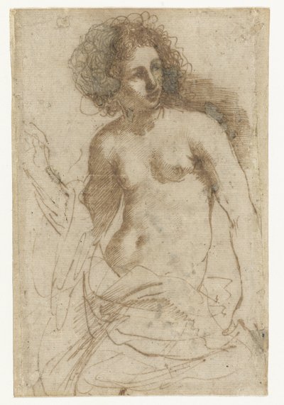 半裸で立っている女性 作： Guercino