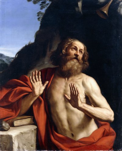 荒野の聖ジェローム、 作： Guercino