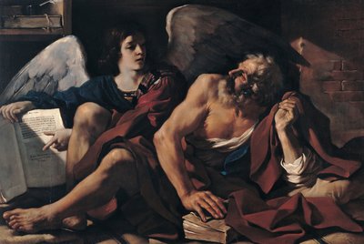 聖マタイと天使、1622年 作： Guercino