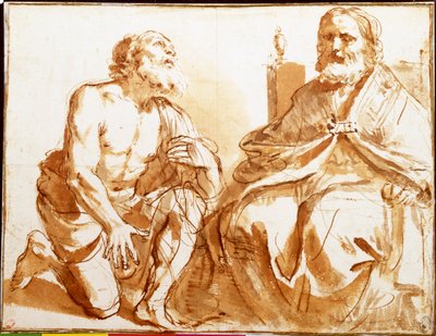 ビショップとニーリング・セイント 作： Guercino