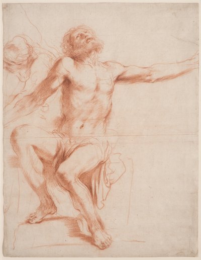 座る男性像、1618-19年頃 作： Guercino