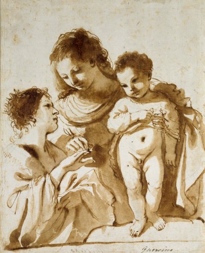 聖キャサリンの神秘的な結婚、1618-1619 作： Guercino