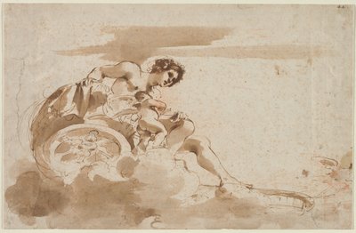 戦車に乗ったビーナスとキューピッド 作： Guercino