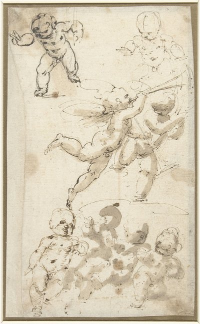 プッティと浮遊天使 作： Guglielmo Caccia