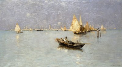 ベネチアン ラグーンのセーリング ボート 作： Guglielmo Ciardi