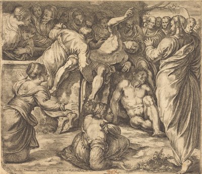 ラザロの復活 作： Guglielmo Cortese after Tintoretto
