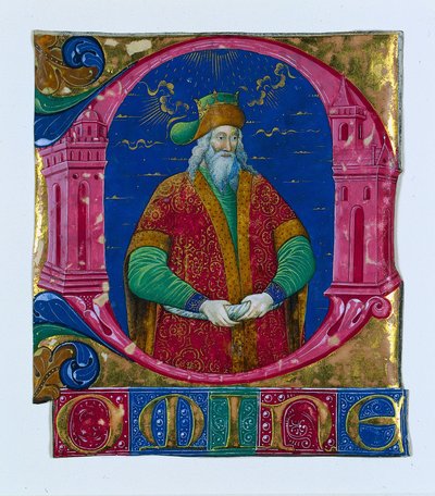 コーラルブックのイニシャルド[オミネ]：ソロモン王、c。 1470-1480。 作： Guglielmo Giraldi del Magri [or del