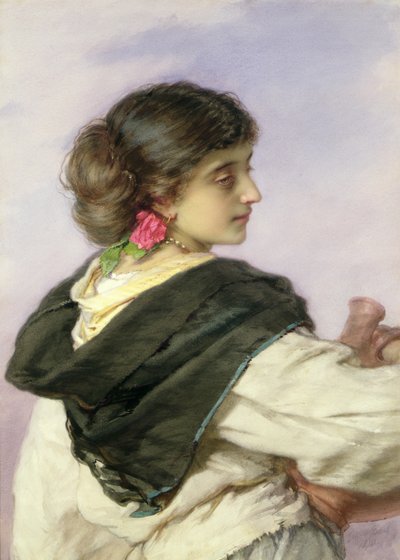 ヤングウォーターキャリア、1870（紙とボディカラー） 作： Guido Bach