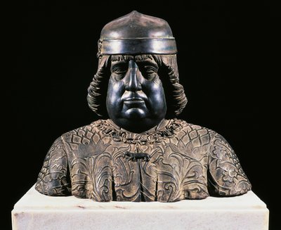 アラゴン家のアルフォンソの胸像 1490年頃 グイド・マッツォーニ（1450年頃～1518年）作 ブロンズ彫刻 高さ42cm イタリア 作： Guido Mazzoni