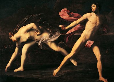 グイド・レニ（1575-1642）によるアタランテとヒッポメネス、キャンバスに油彩 作： Guido Reni